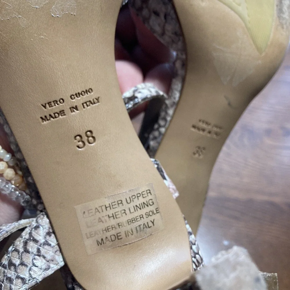 VTG AGL Attilio Giusti Leombruni Embossed Python Snakeskin Heel Women 7 38 Italy